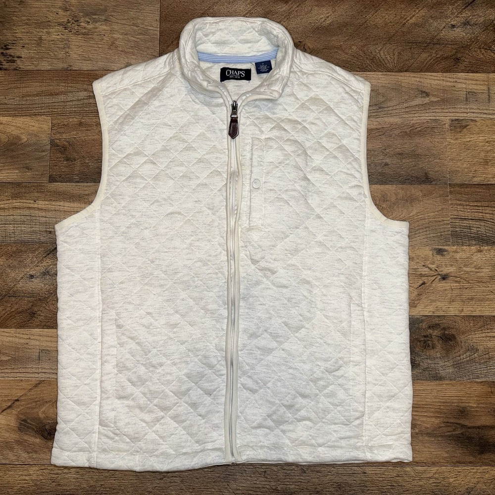 Chaps Vest Women's Quilted Zip Up Tan Size Medium Pockets